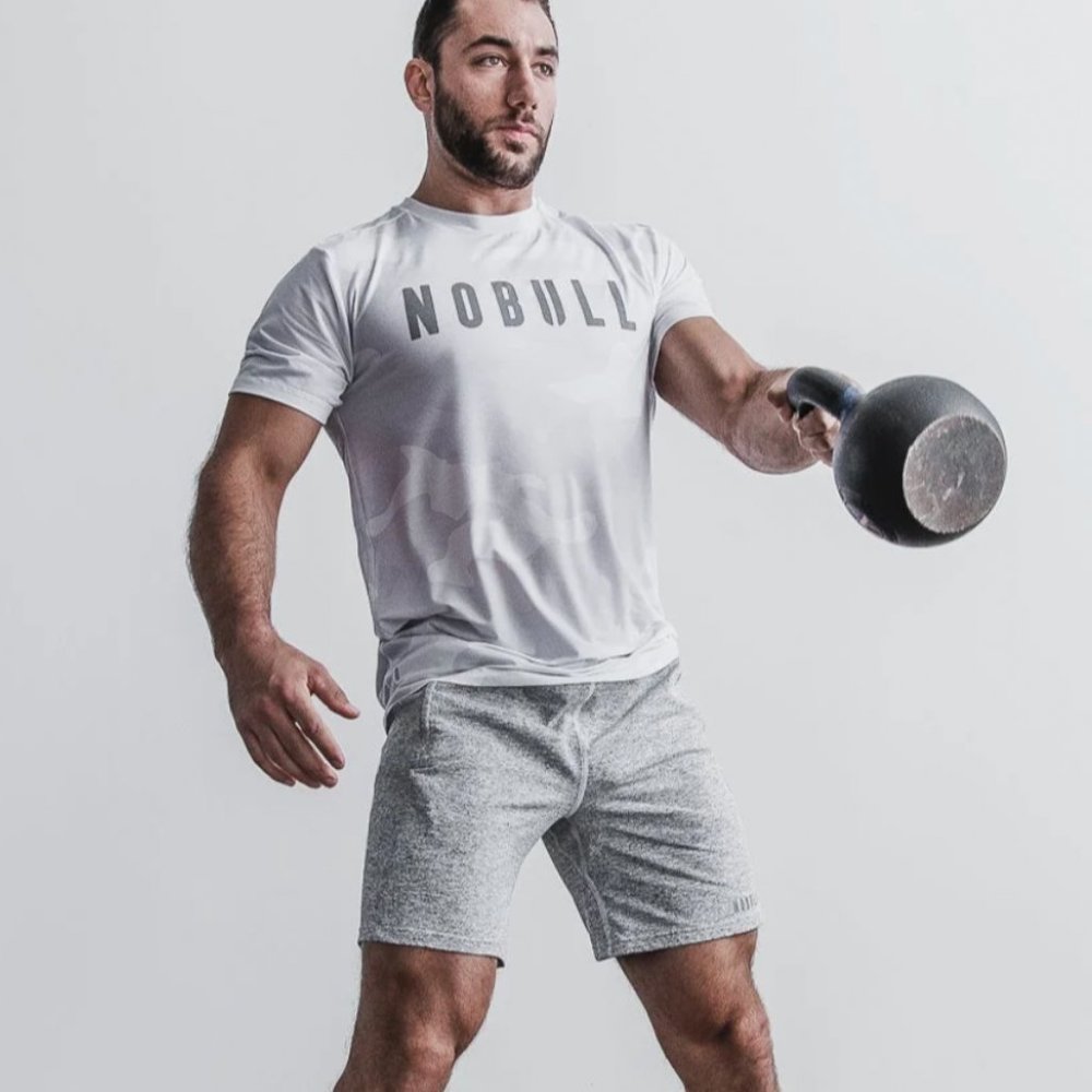 NOBULL PROJECT Camo Logo Tee Shirt Gray White Large